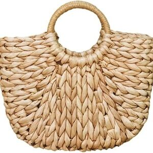 Summer Straw Drawstring Bag